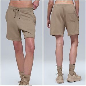alo Yoga UNISEX ‘The Chill Short’ ‘Gravel’ Tan Sweat Shorts
